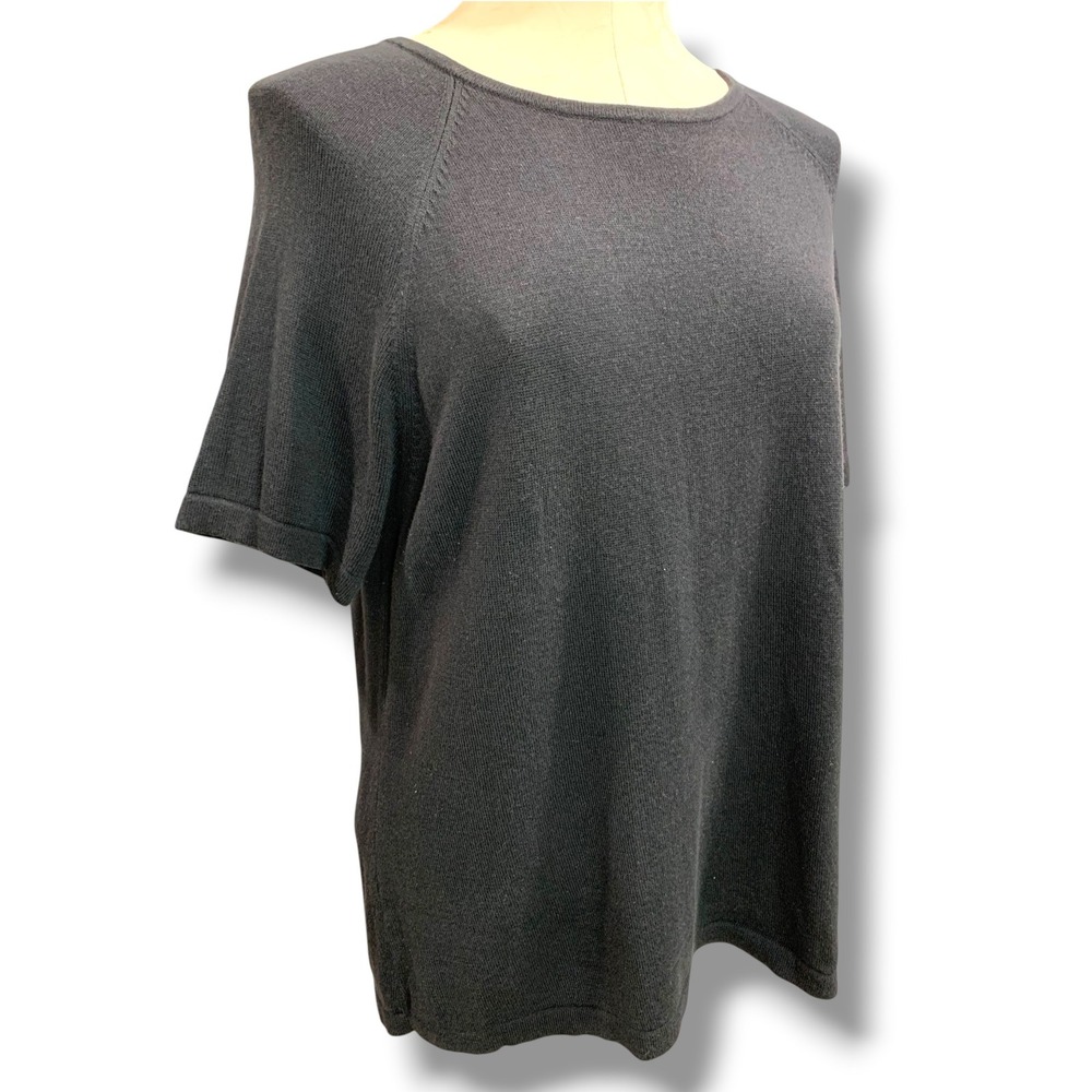 Size 1X Real Clothes Salon Z Womens Black Short Sleeve Sweater